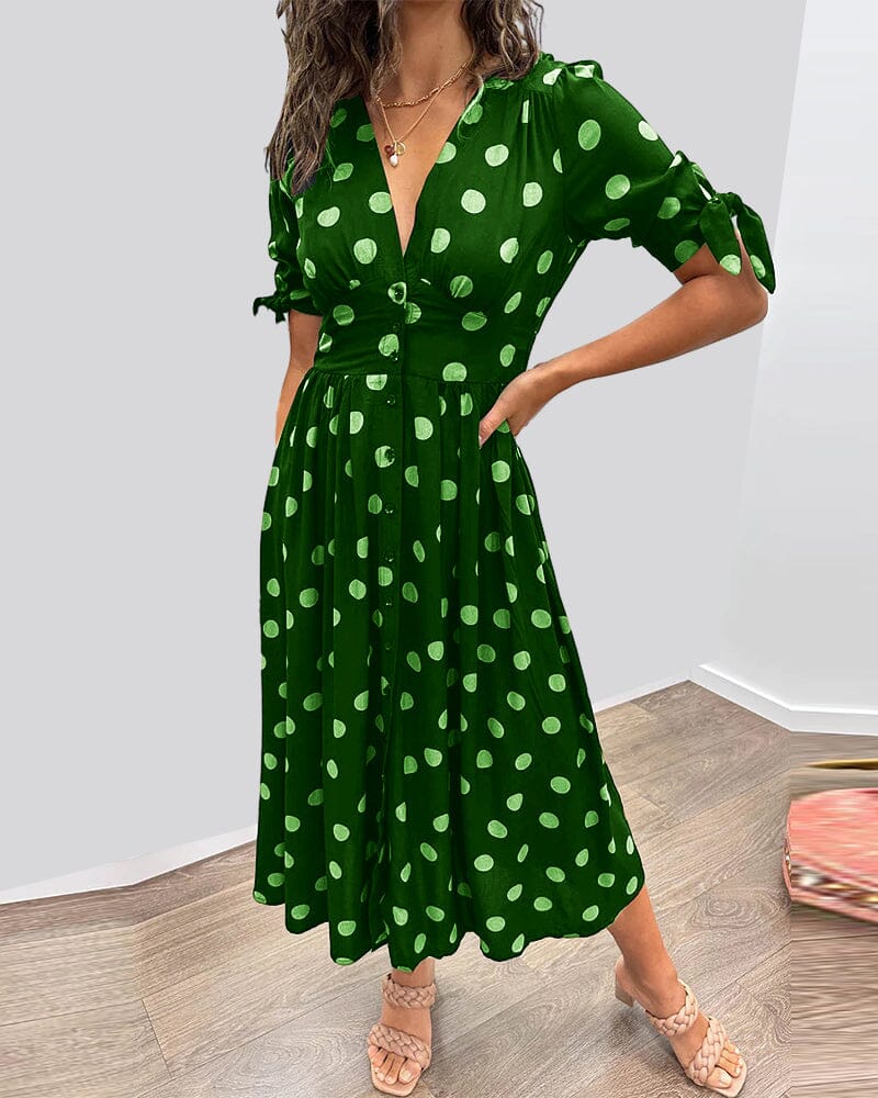 Women's Polka Dots V-Neck Dress