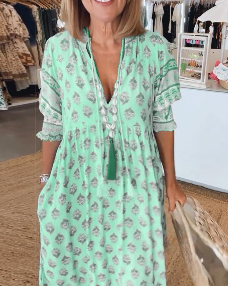 Women's Chic Floral V-Neck Dress