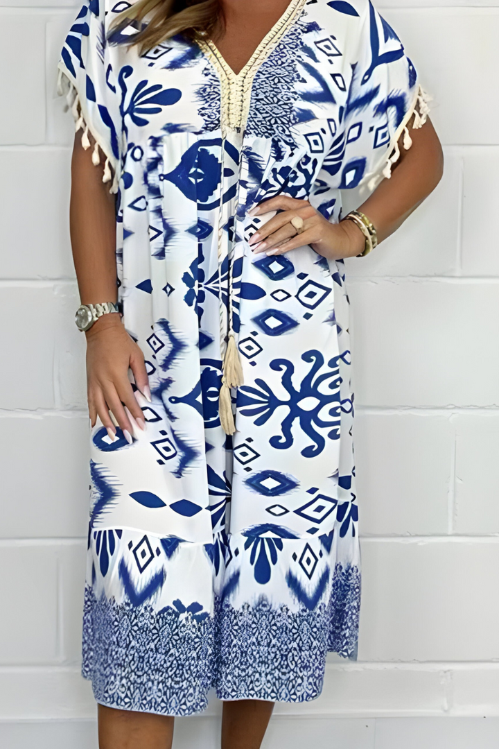 Women's Loose Fit Draped Midi Dress Casual