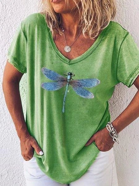 Women's Graphic V-Neck T-Shirt Short Sleeve Relaxed Casual Tee