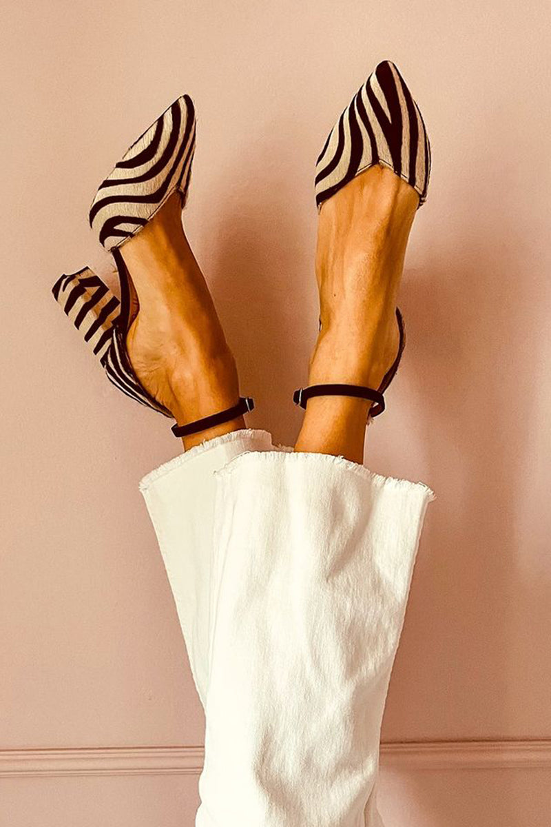 Women's Mid-heels with Strap And Zebra Print