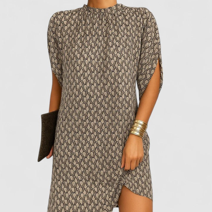 Women's Mock Neck Batwing Split Sleeve Midi Dress
