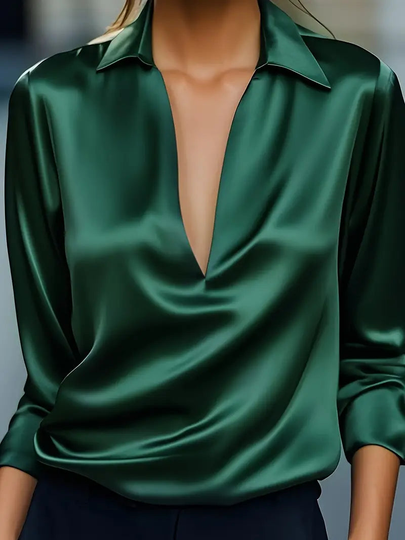 Women's Premium V-Neck Satin Blouse