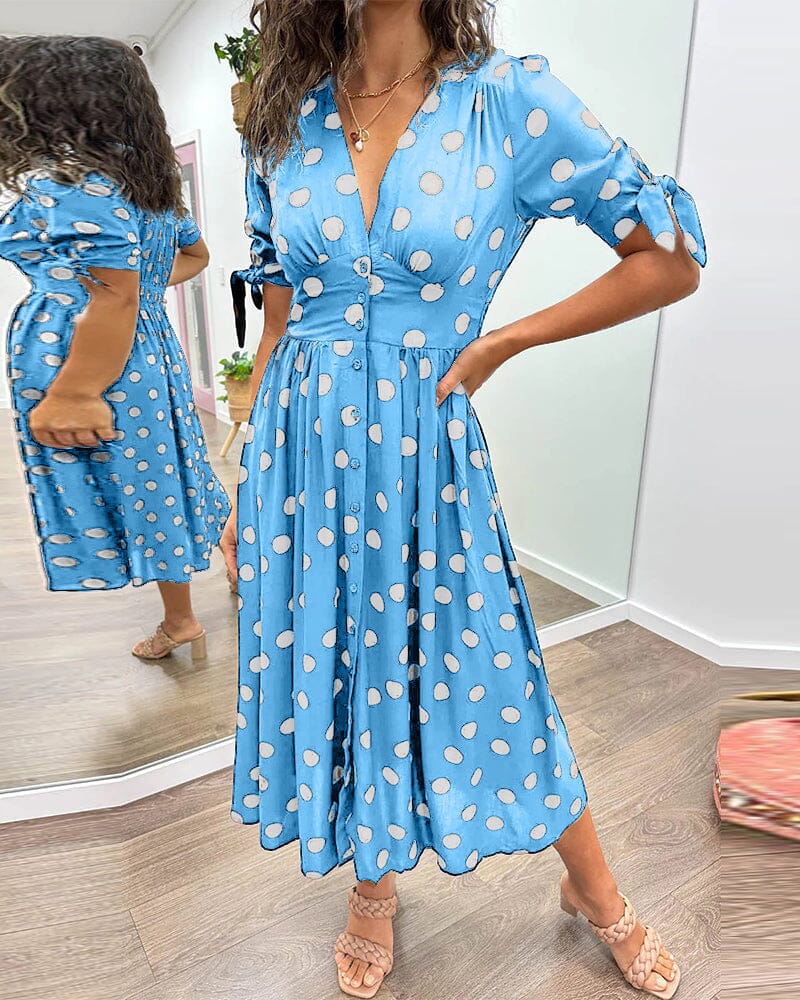 Women's Polka Dots V-Neck Dress