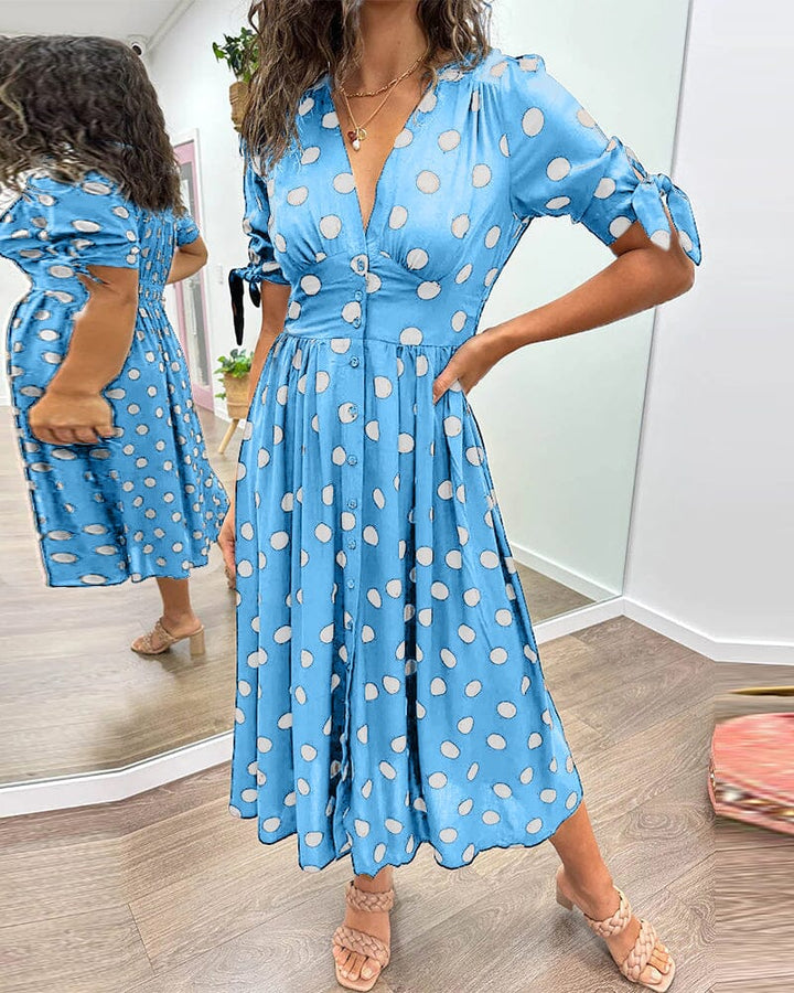 Women's Polka Dots V-Neck Dress