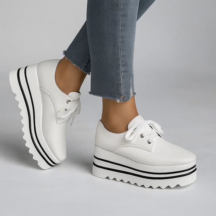 Women's Platform Oxford Shoes Lace Up Wedge Sneakers