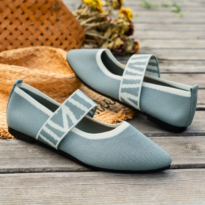 Women's Mary Jane Flats Pointed Toe Knit Ballet Shoes