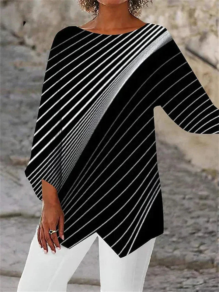 Women’s Round Neck & Long Sleeve Printed Shirt