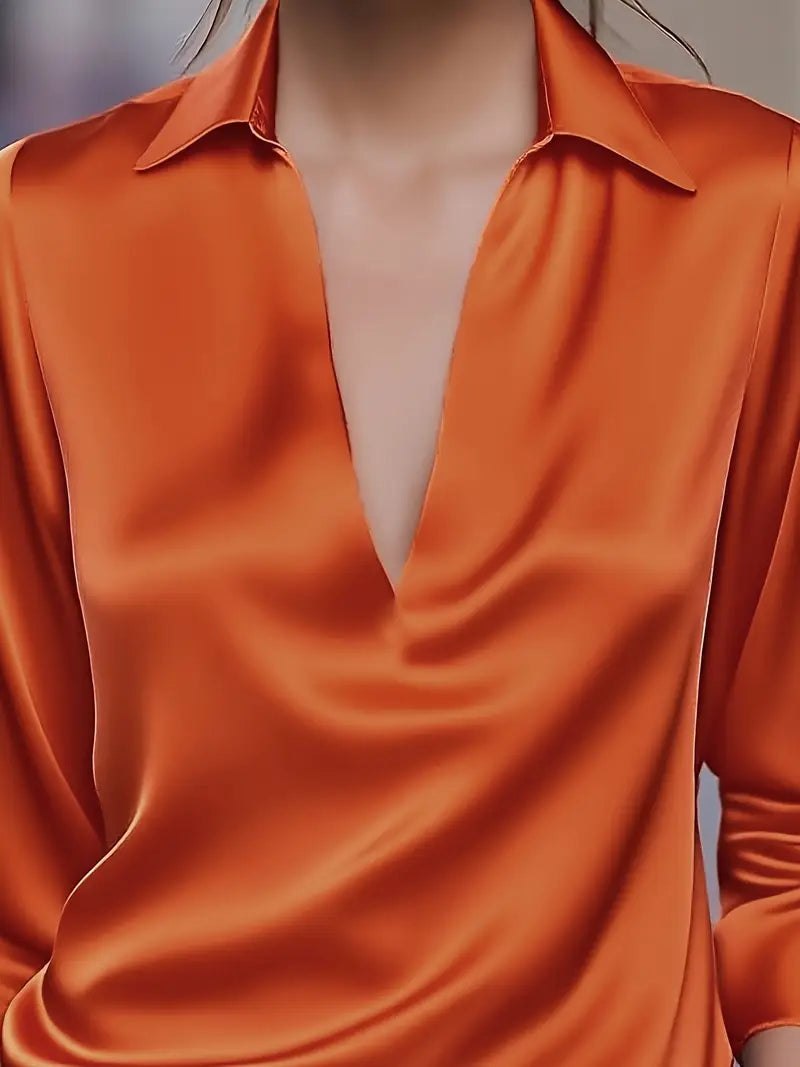 Women's Premium V-Neck Satin Blouse