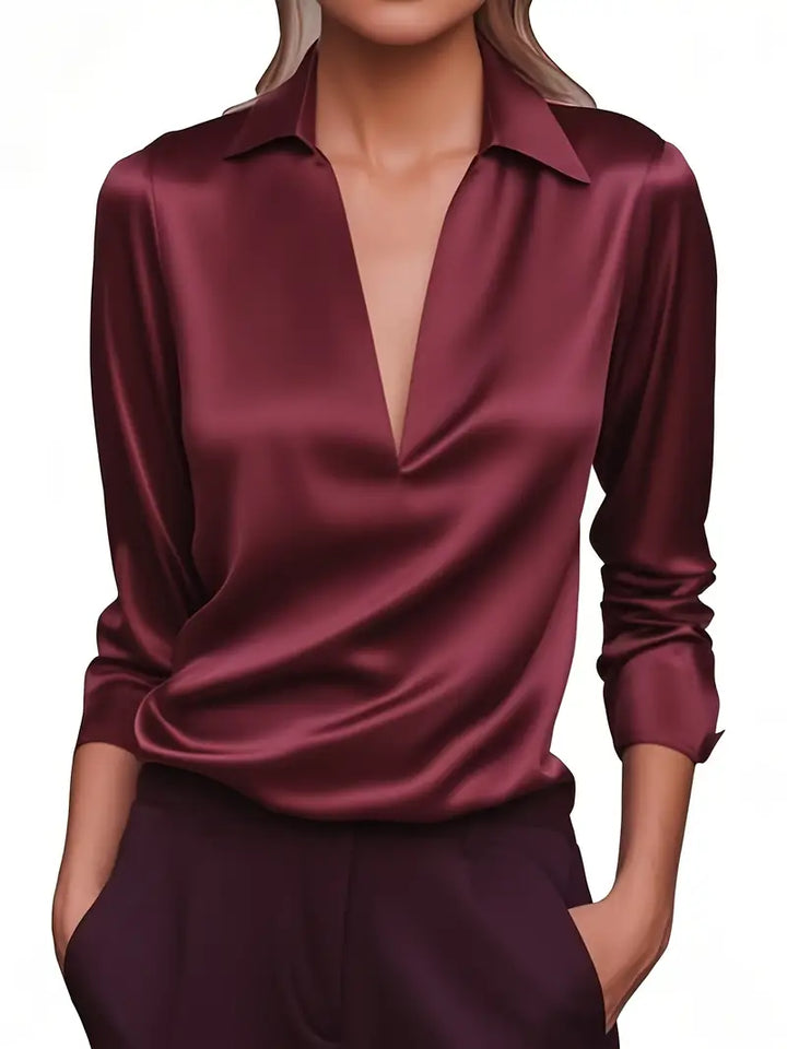 Women's Premium V-Neck Satin Blouse