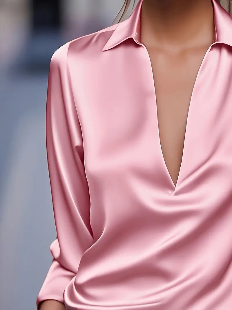 Women's Premium V-Neck Satin Blouse