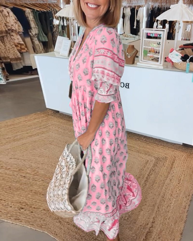 Women's Chic Floral V-Neck Dress