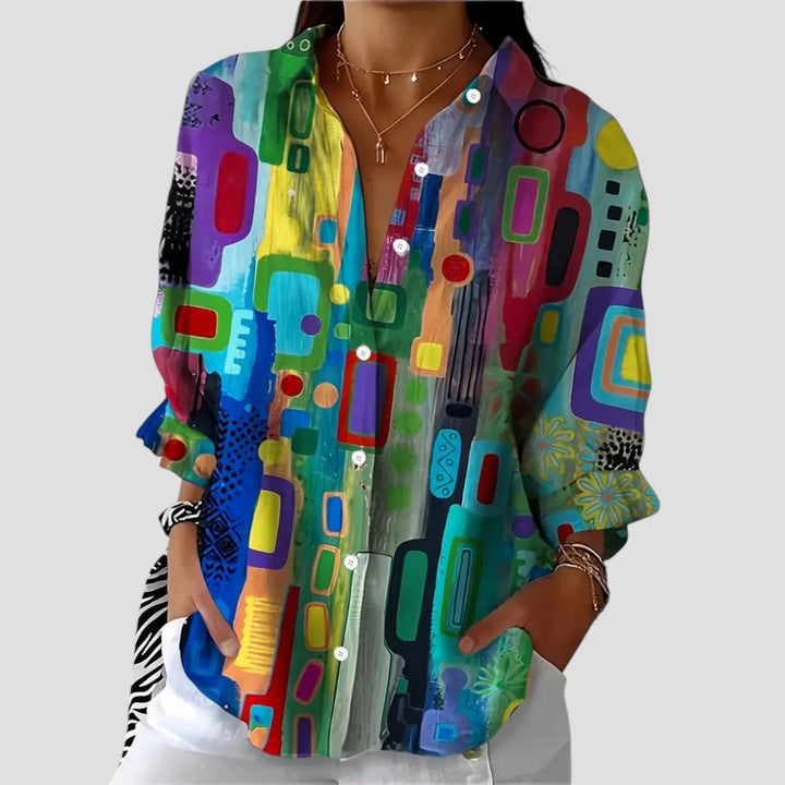 Women's Elegant Blouse with Geometric Pattern