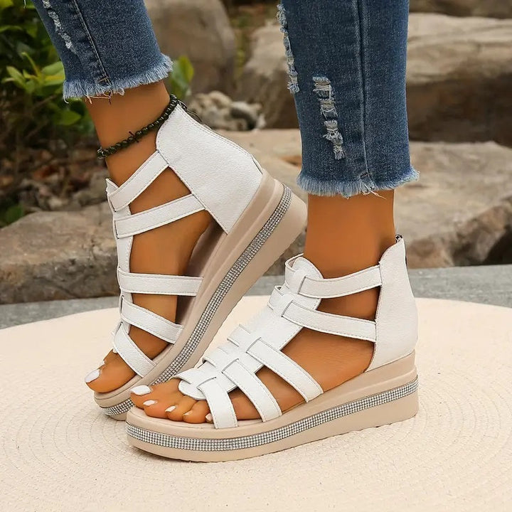 Women's Comfort Sandals with Rhinestone Decoration