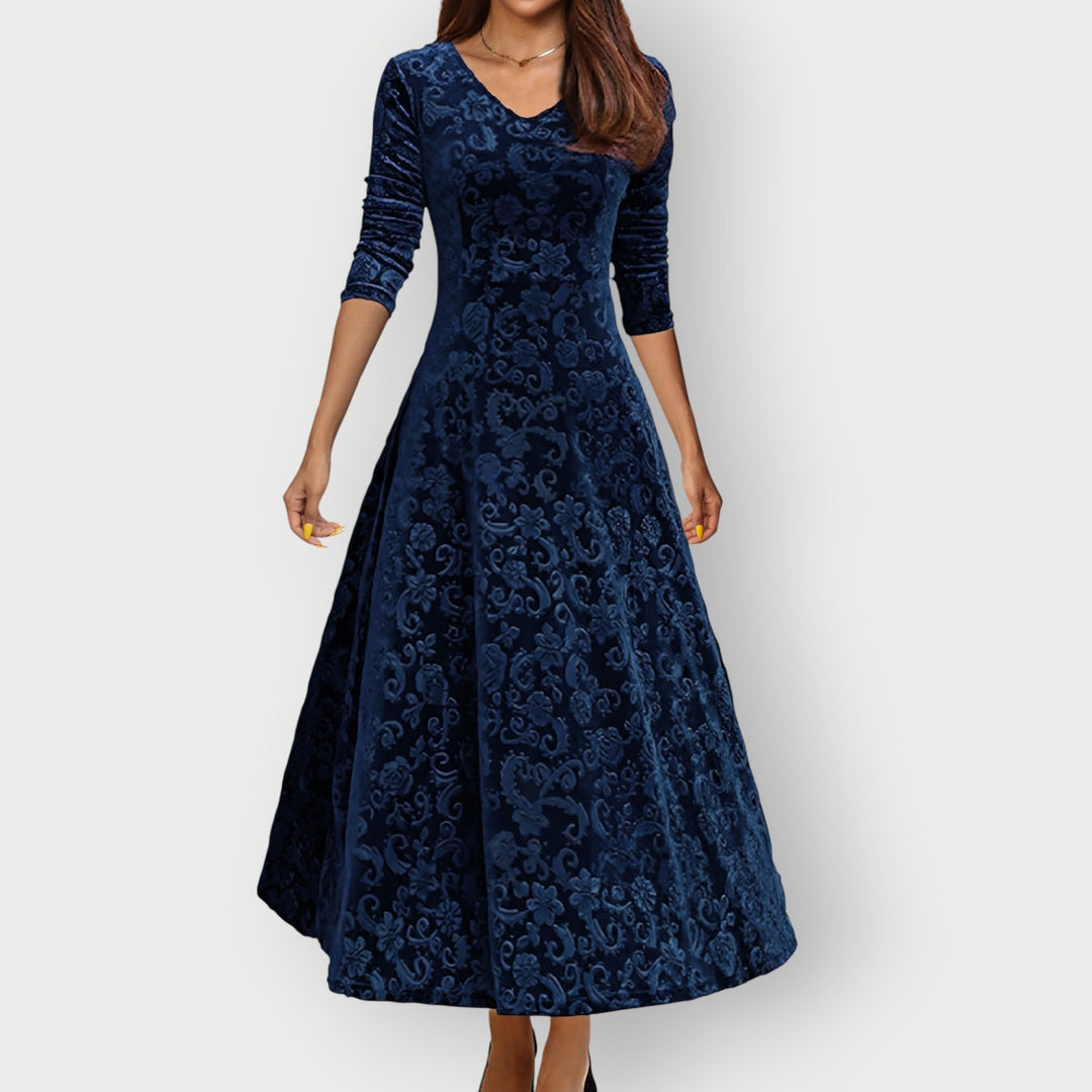 Women's Vintage Velvet Midi Dress