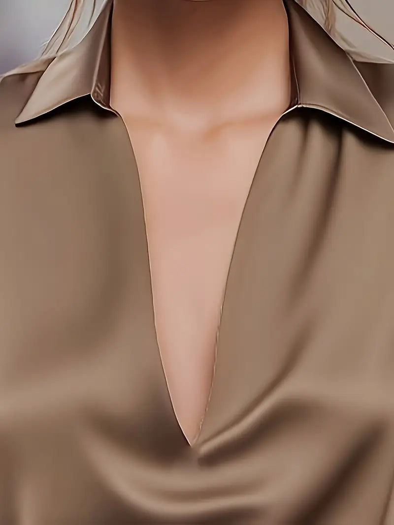 Women's Premium V-Neck Satin Blouse
