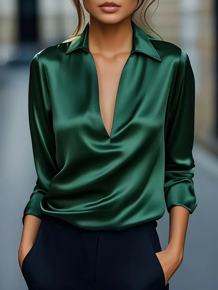 Women's Premium V-Neck Satin Blouse