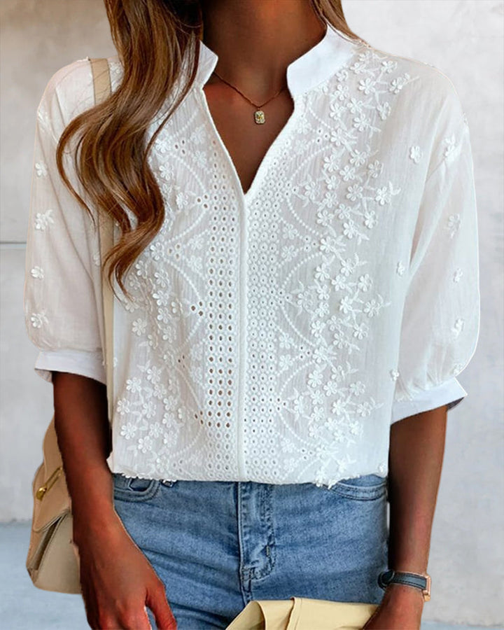 Women’s Puff Sleeves Lace Blouse