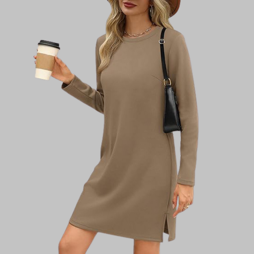Women's Comfortable Long Sleeve Round Neck Dress