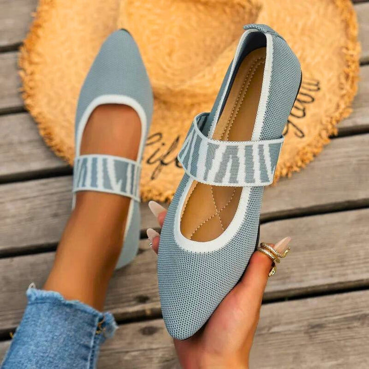Women's Mary Jane Flats Pointed Toe Knit Ballet Shoes