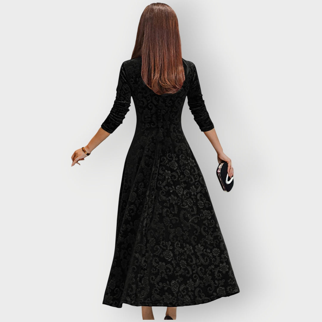 Women's Vintage Velvet Midi Dress