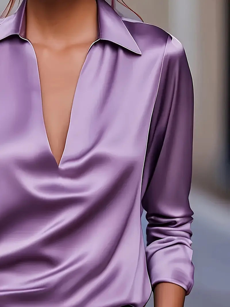 Women's Premium V-Neck Satin Blouse