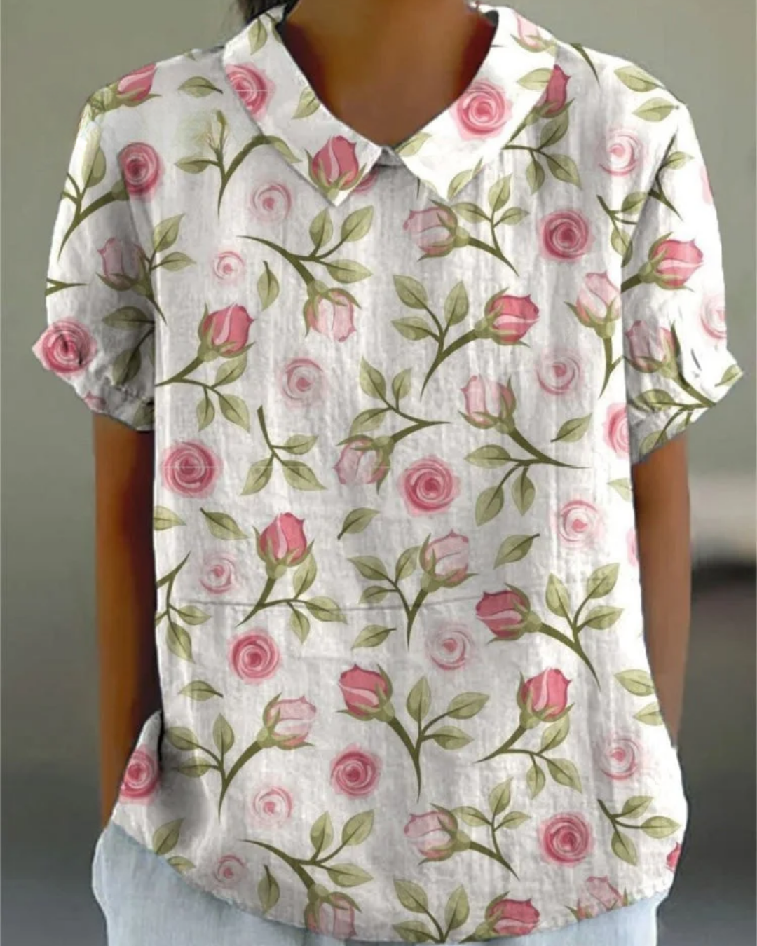 Women's  Retro Floral Cotton-Linen Shirt