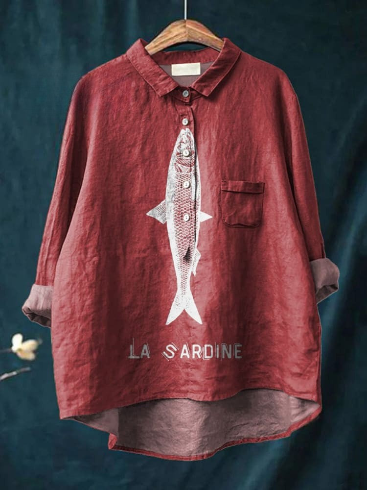 Women’s Stylish Fish Print Cotton Shirt