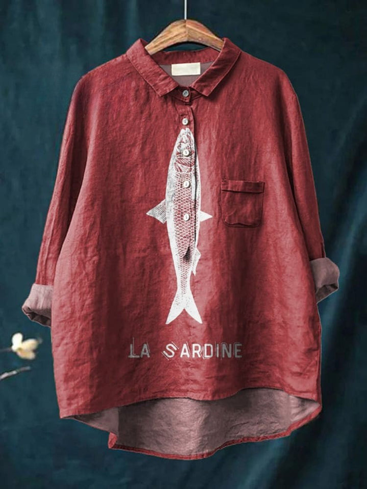 Women’s Stylish Fish Print Cotton Shirt