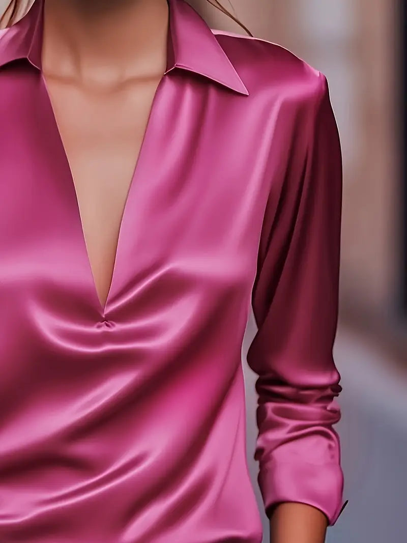 Women's Premium V-Neck Satin Blouse