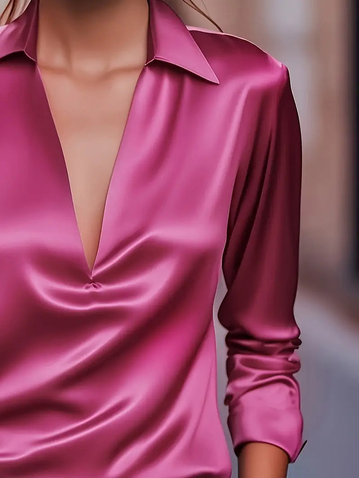 Women's Premium V-Neck Satin Blouse