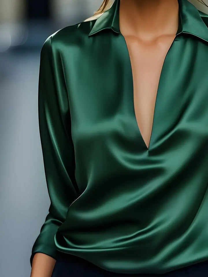 Women's Premium V-Neck Satin Blouse