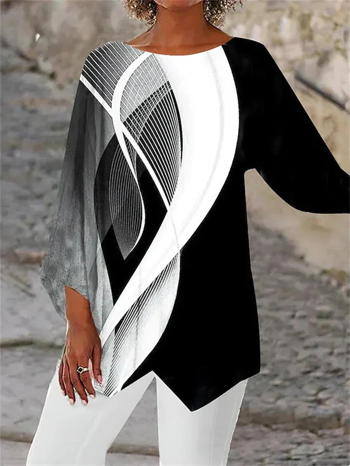 Women’s Round Neck & Long Sleeve Printed Shirt