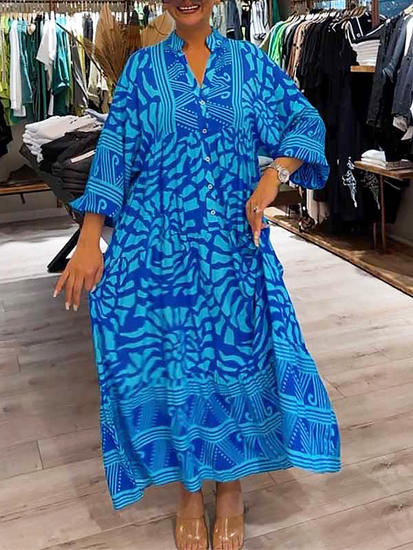 Women's V Neck Tummy Control Flowy Loose Fit Dress
