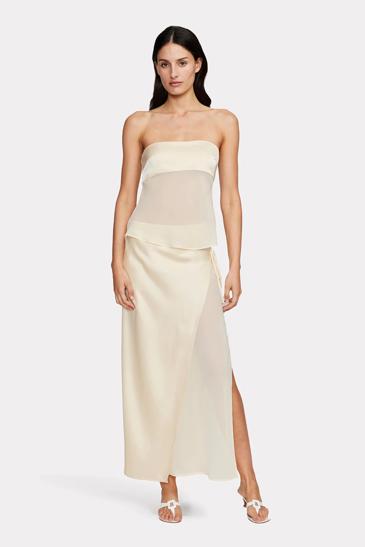 Women's Sheer Draped Strapless Dress