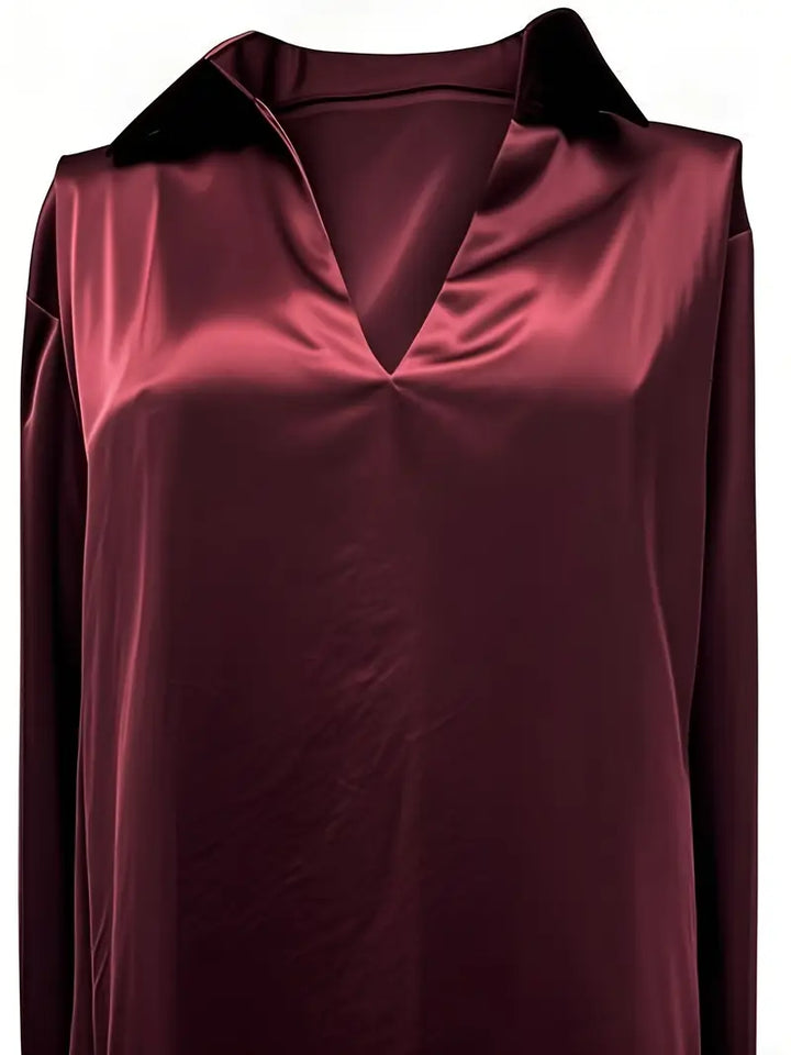 Women's Premium V-Neck Satin Blouse