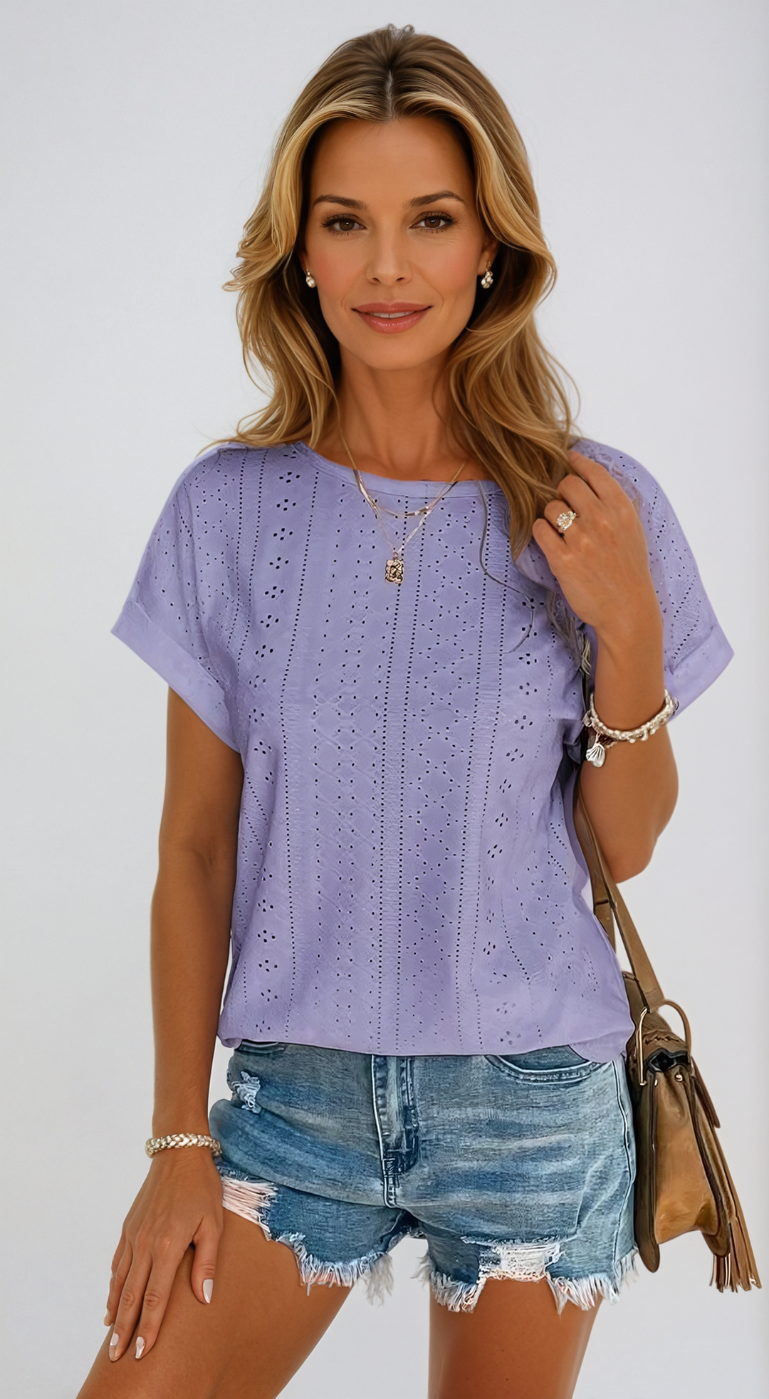 Women's Casual Eyelet Top