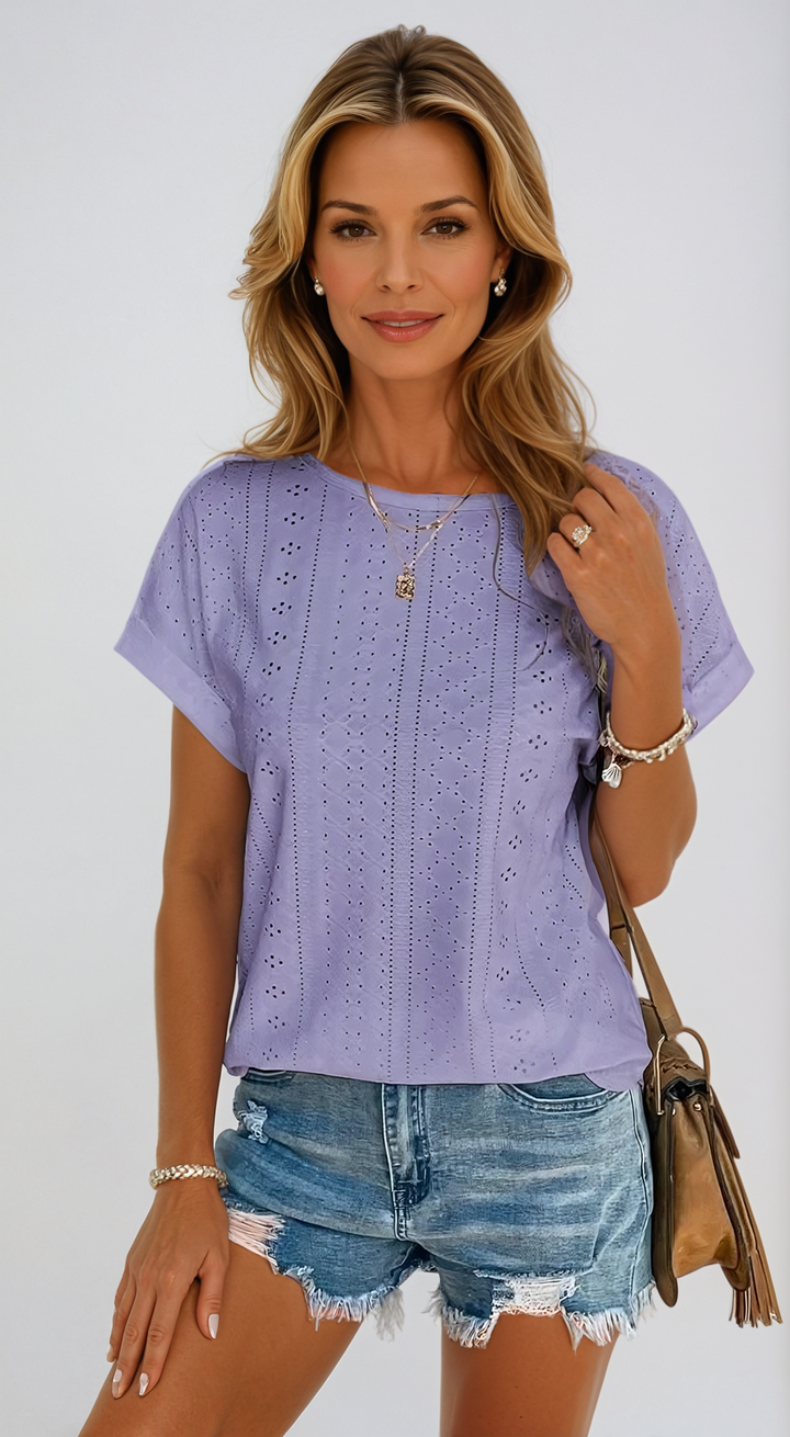 Women's Casual Eyelet Top