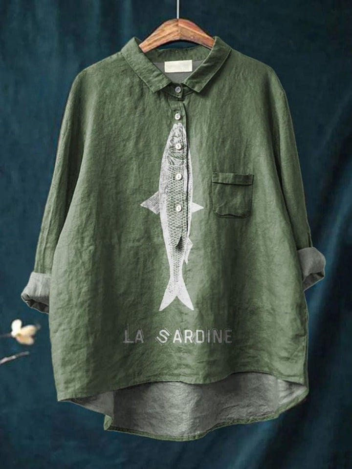 Women’s Stylish Fish Print Cotton Shirt