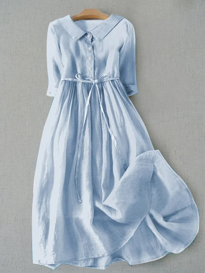 Women's  Elegant Half Sleeve Lace-Up Waist Dress