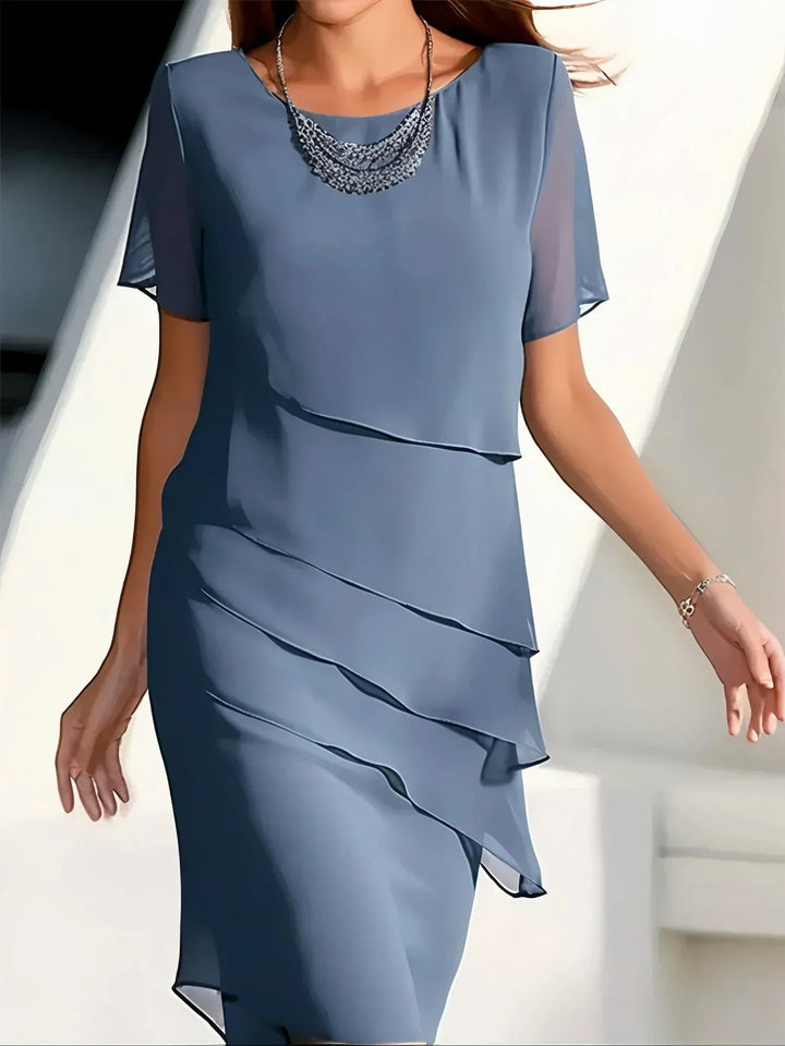 Women's Midi Dress with Short Sleeves