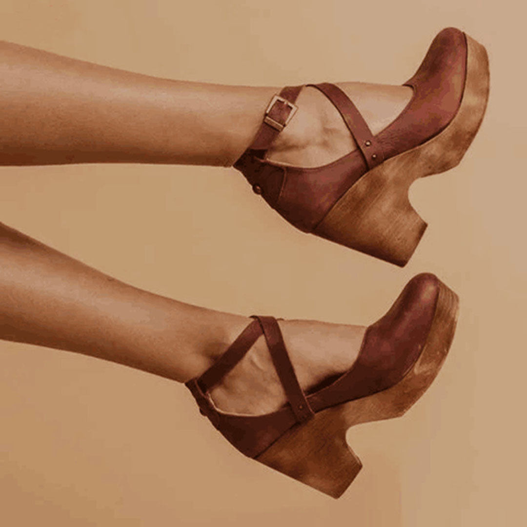 Women's Elegant Wedge Heels with Closed Toe & Ankle Strap