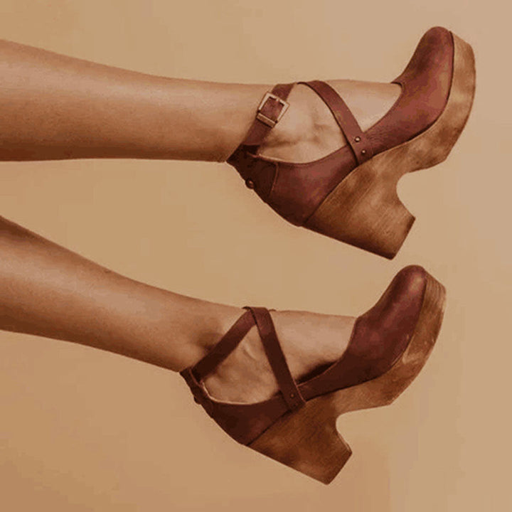 Women's Elegant Wedge Heels with Closed Toe & Ankle Strap