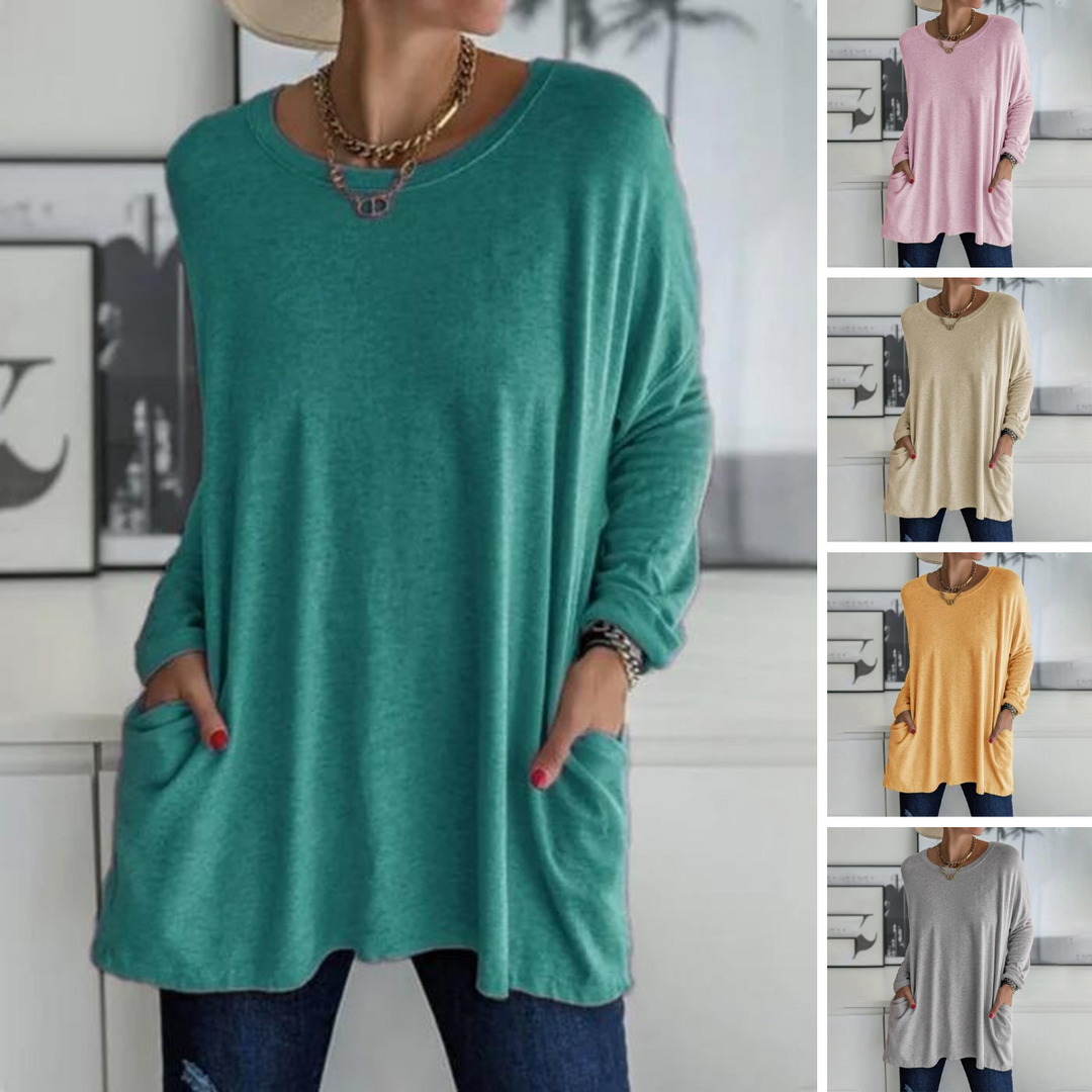 Women's Oversized Long Sleeve Tunic Top with Pockets