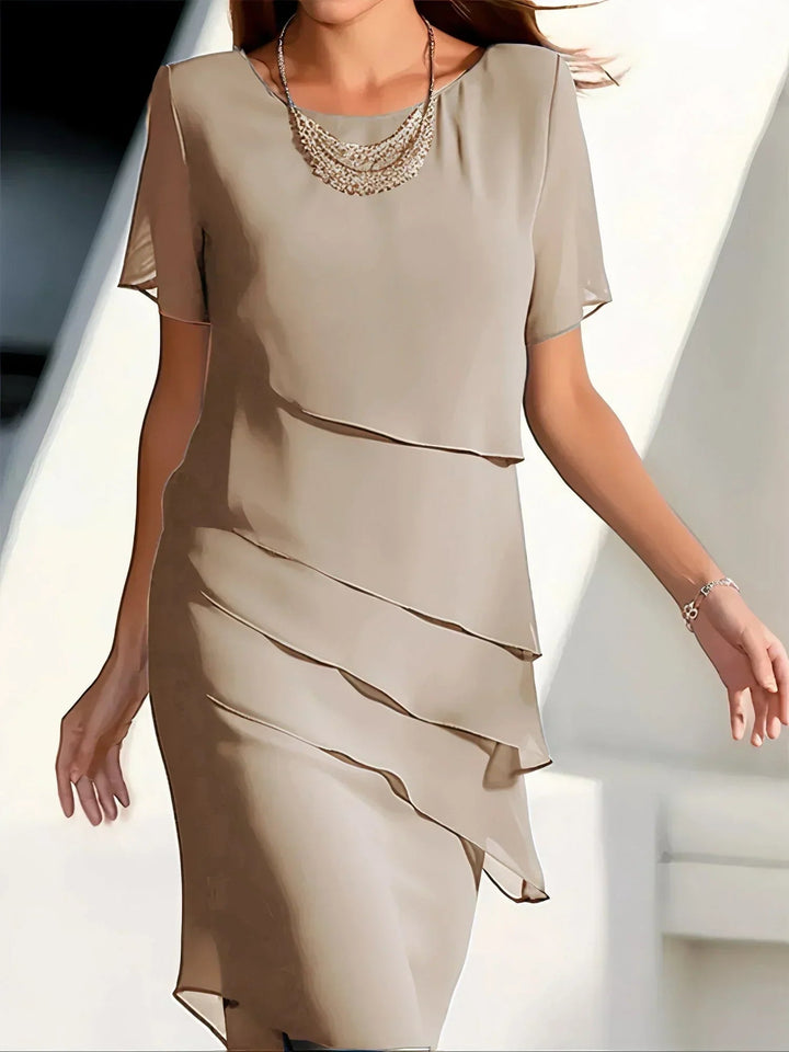 Women's Midi Dress with Short Sleeves