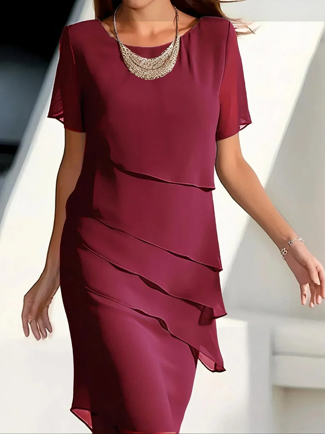 Women's Midi Dress with Short Sleeves