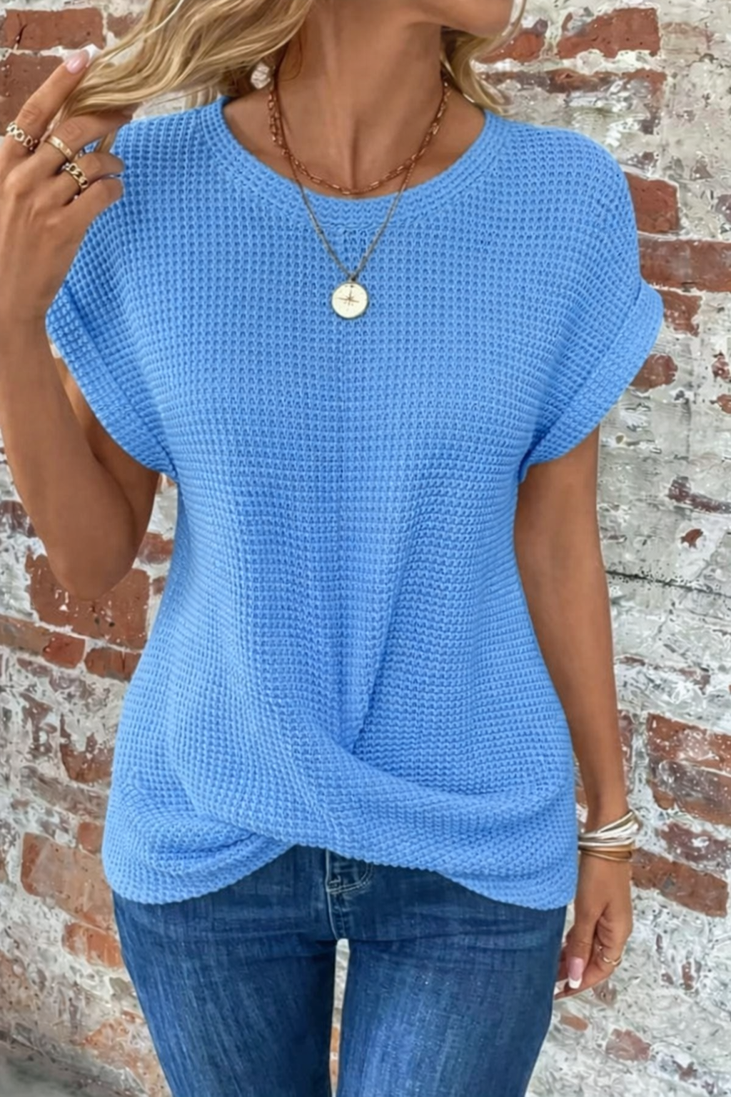 Women's Waffle Knit Casual Tee