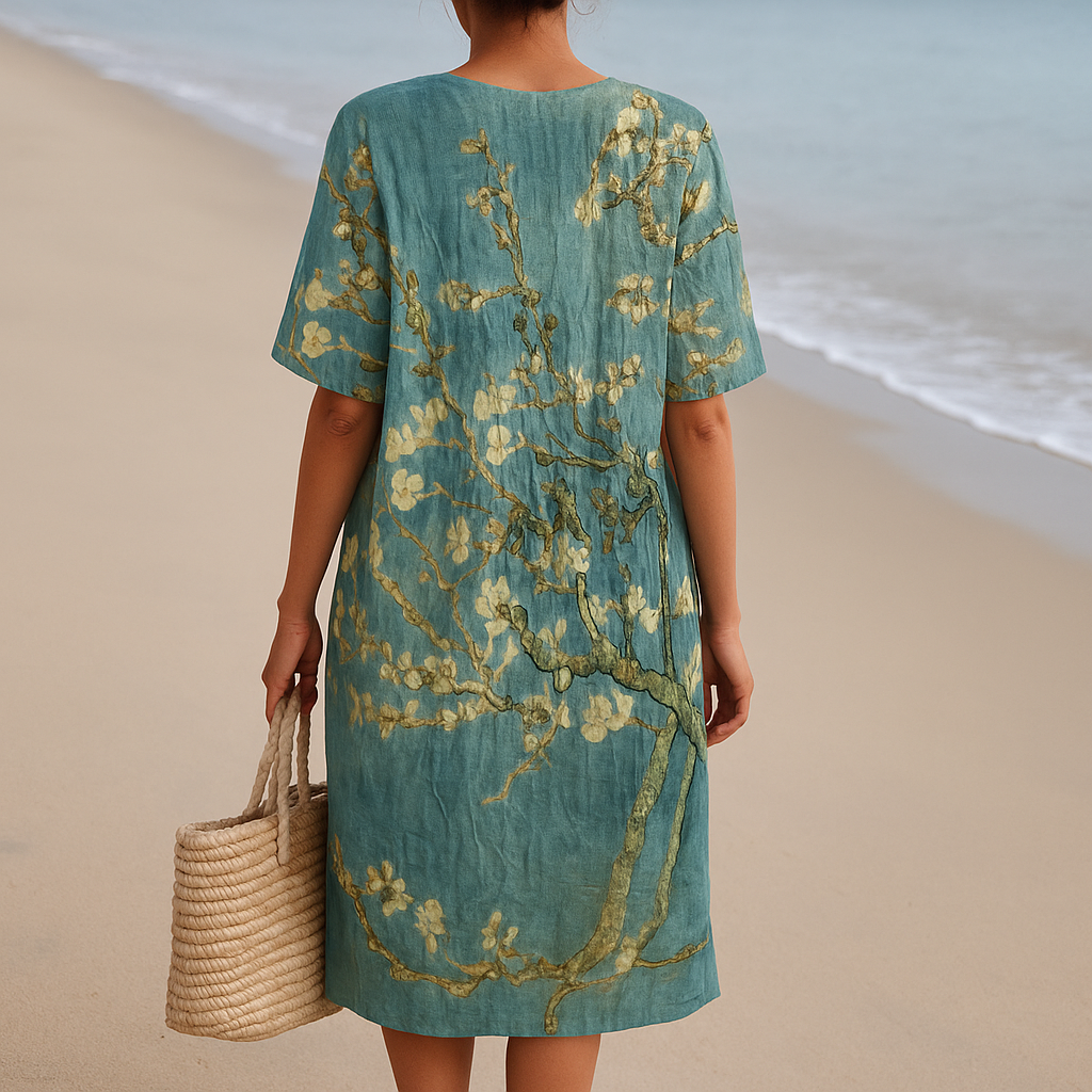 Women's Floral Print Blue-Green Dress