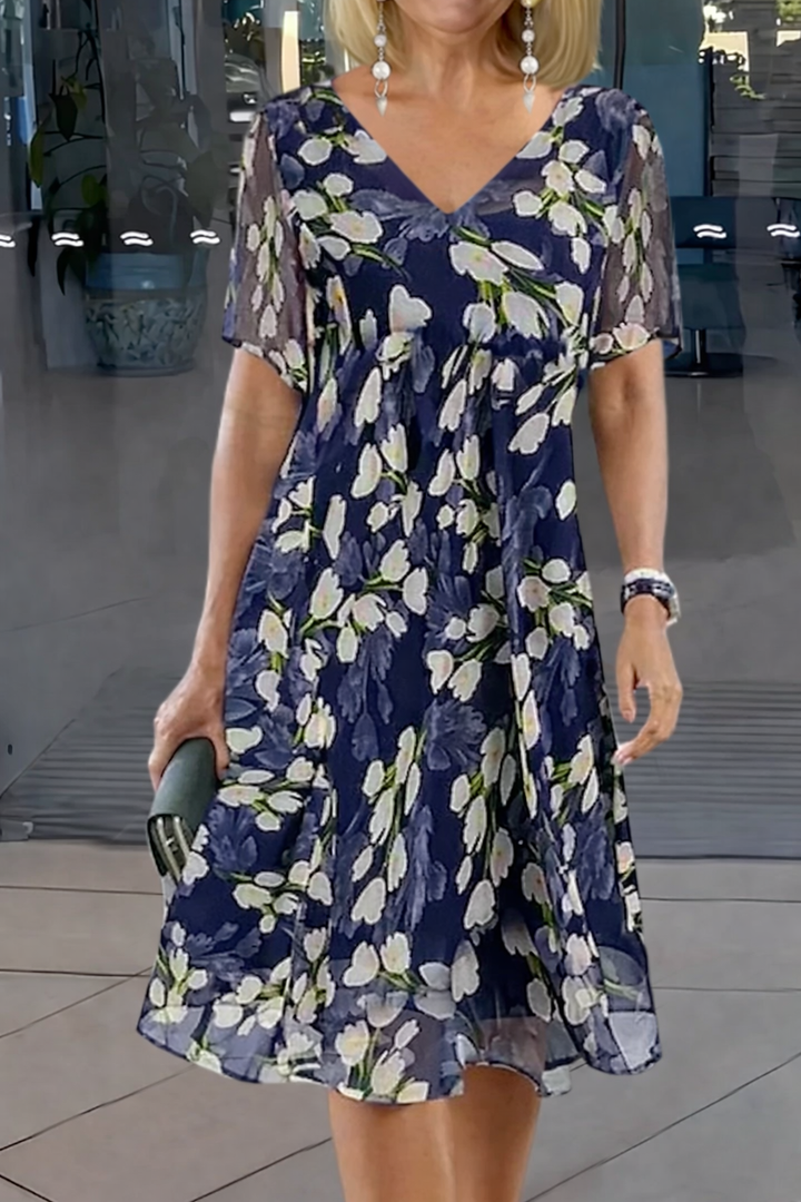 Women's Floral Print Double Tunic Dress