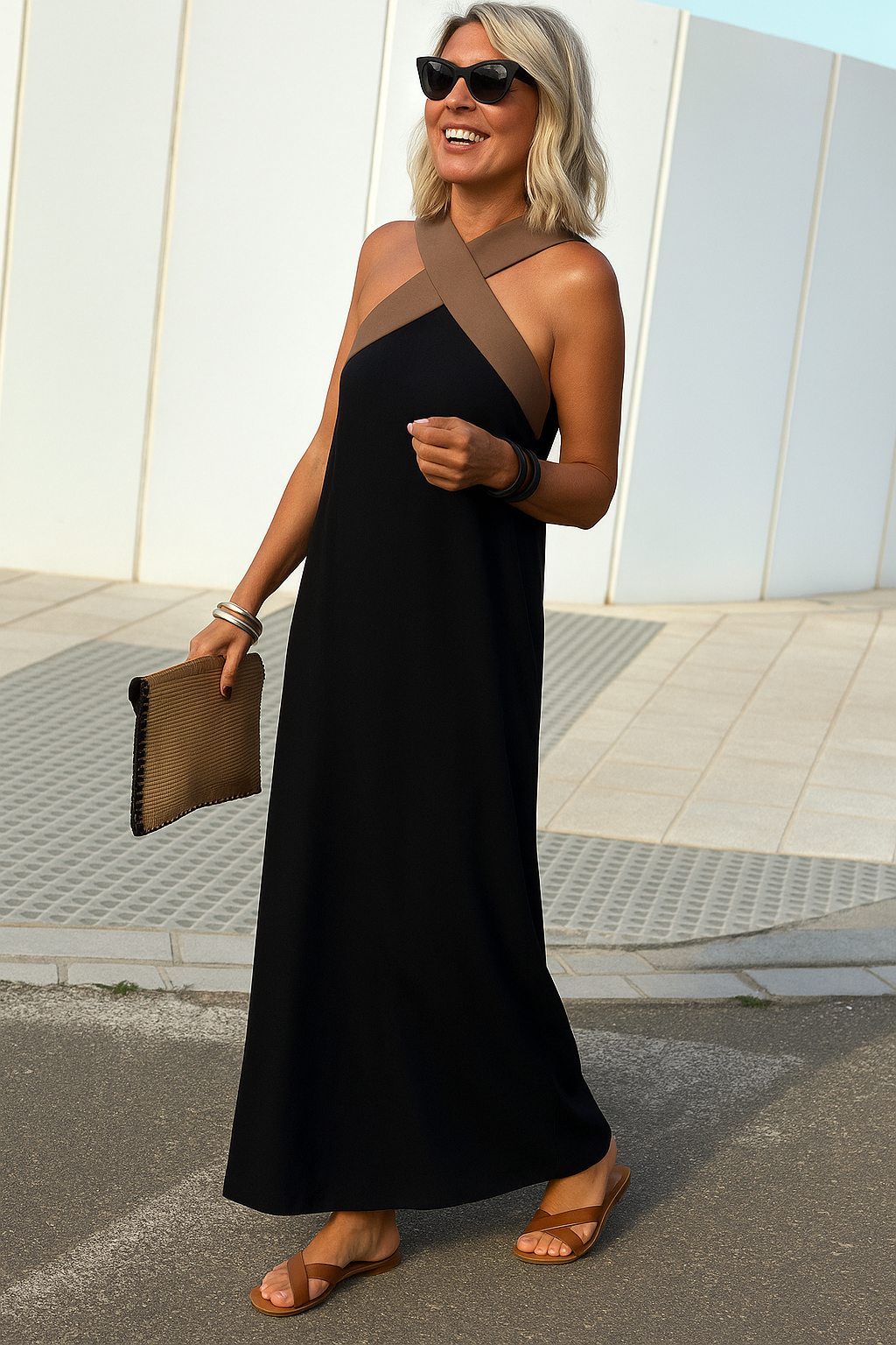 Women's Breathable Comfortable Crossed Maxi Dress